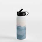 Sunrise Waves - Ocean Blue Soft Pink Peach Nautical Sea Sailing Abstract Nature Painting Art Print  Water Bottle Gallery Image 1