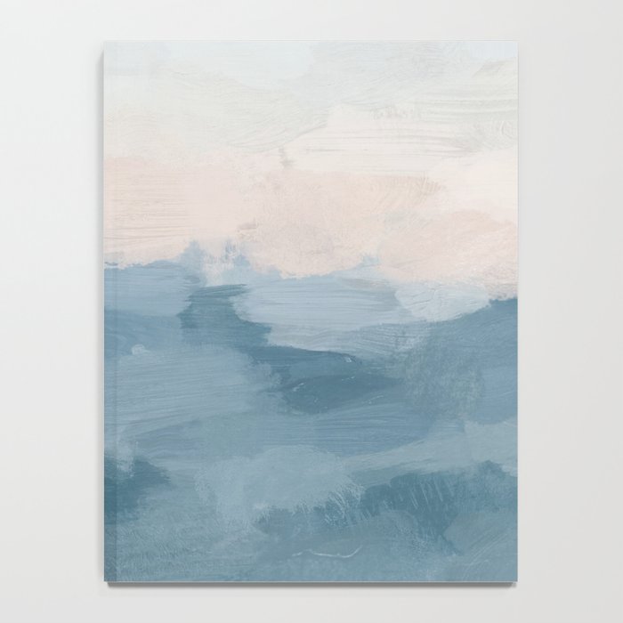 Sunrise Waves - Ocean Blue Soft Pink Peach Nautical Sea Sailing Abstract Nature Painting Art Print  Notebook Gallery Image 4