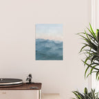Sunrise Waves - Ocean Blue Soft Pink Peach Nautical Sea Sailing Abstract Nature Painting Art Print  Poster Gallery Image 2