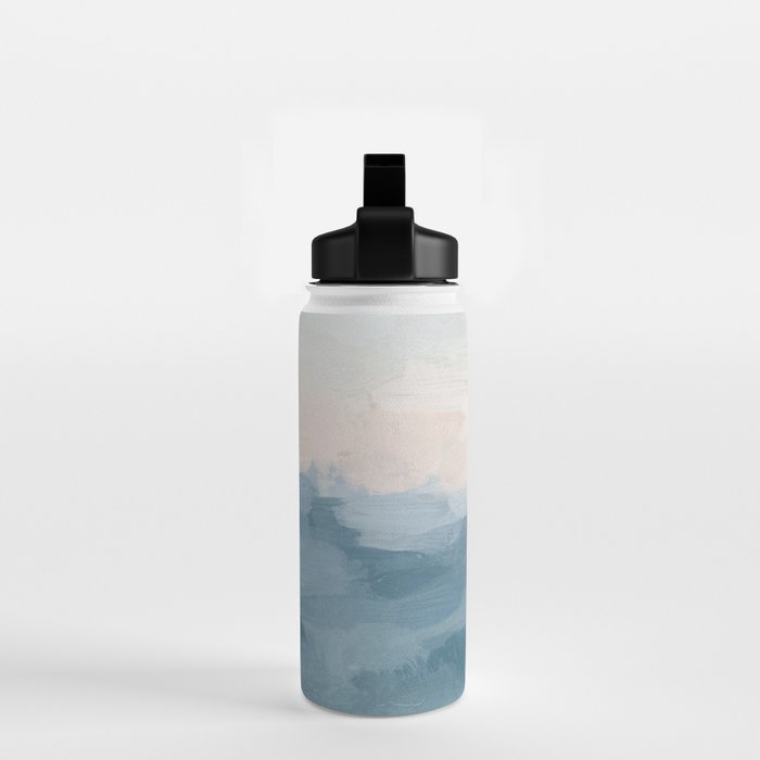Sunrise Waves - Ocean Blue Soft Pink Peach Nautical Sea Sailing Abstract Nature Painting Art Print  Water Bottle Gallery Image 2