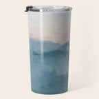 Sunrise Waves - Ocean Blue Soft Pink Peach Nautical Sea Sailing Abstract Nature Painting Art Print  Travel Mug Gallery Image 3