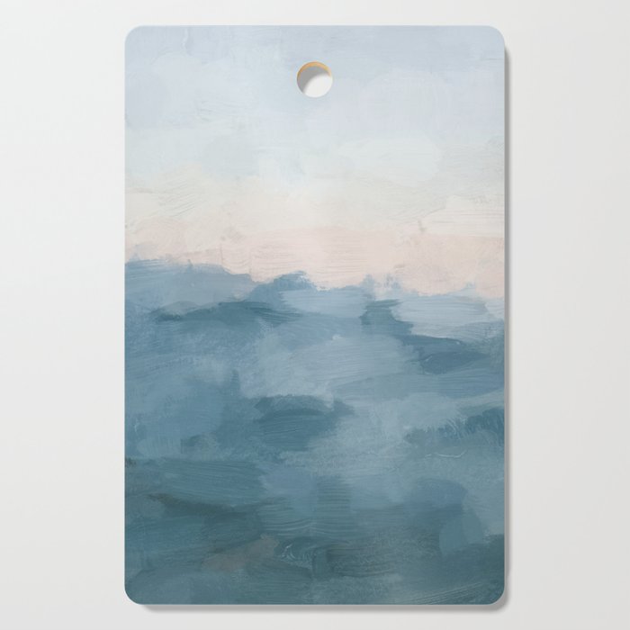 Sunrise Waves - Ocean Blue Soft Pink Peach Nautical Sea Sailing Abstract Nature Painting Art Print  Cutting Board Gallery Image 1