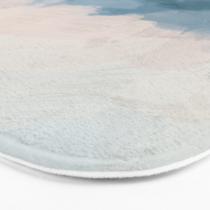 Sunrise Waves - Ocean Blue Soft Pink Peach Nautical Sea Sailing Abstract Nature Painting Art Print  Bath Mat Gallery Image 3