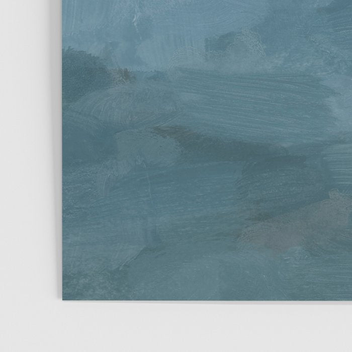 Sunrise Waves - Ocean Blue Soft Pink Peach Nautical Sea Sailing Abstract Nature Painting Art Print  Poster Gallery Image 3