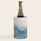 Sunrise Waves - Ocean Blue Soft Pink Peach Nautical Sea Sailing Abstract Nature Painting Art Print  Wine Chiller Gallery Image 3