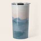 Sunrise Waves - Ocean Blue Soft Pink Peach Nautical Sea Sailing Abstract Nature Painting Art Print  Travel Mug Gallery Image 1