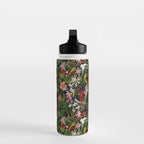 Vintage & Shabby Chic - Black Tropical Parrot Night Garden Water Bottle Gallery Image 3
