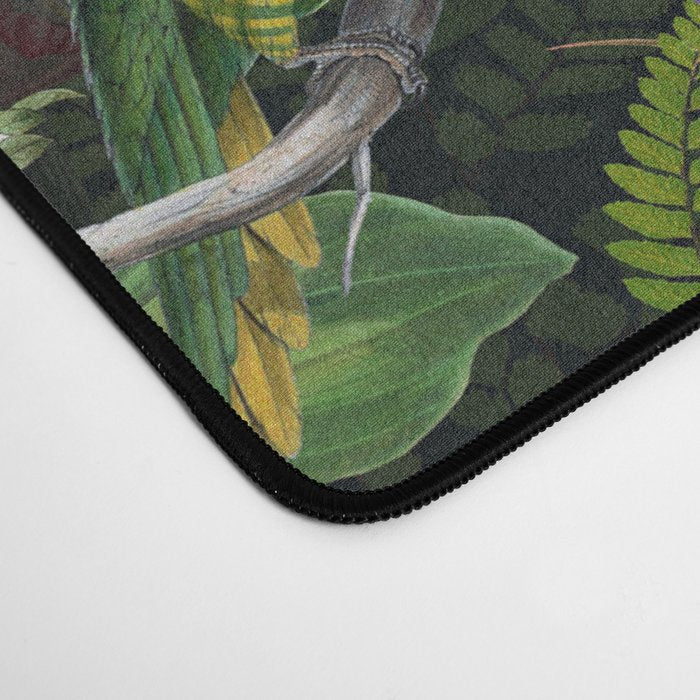 Vintage & Shabby Chic - Black Tropical Parrot Night Garden Desk Mat Gallery Image 4