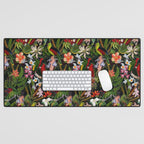 Vintage & Shabby Chic - Black Tropical Parrot Night Garden Desk Mat Gallery Image 1