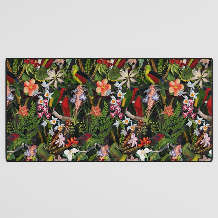 Vintage & Shabby Chic - Black Tropical Parrot Night Garden Desk Mat Gallery Image 3