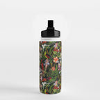 Vintage & Shabby Chic - Black Tropical Parrot Night Garden Water Bottle Gallery Image 2