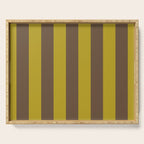 Vintage Moss and Coffee Stripes Serving Tray Gallery Image 1