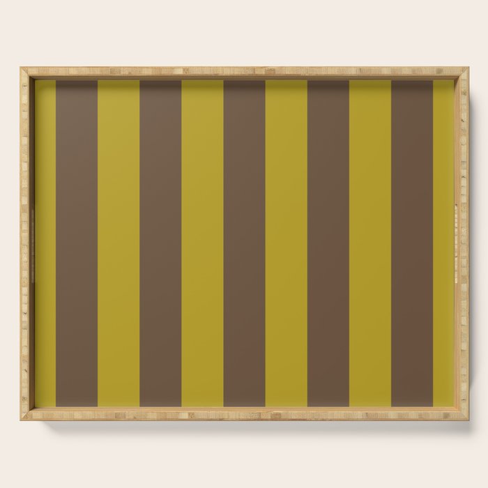 Vintage Moss and Coffee Stripes Serving Tray Gallery Image 1