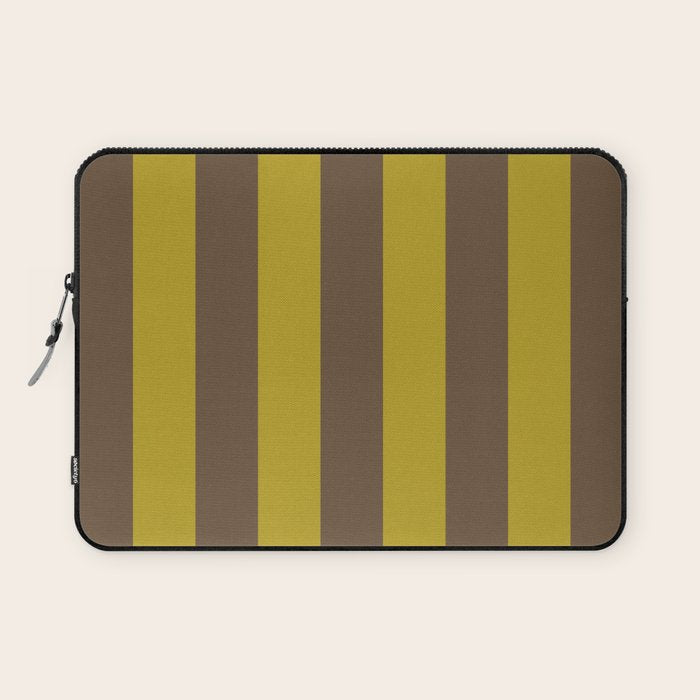 Vintage Moss and Coffee Stripes Laptop Sleeve Gallery Image 1