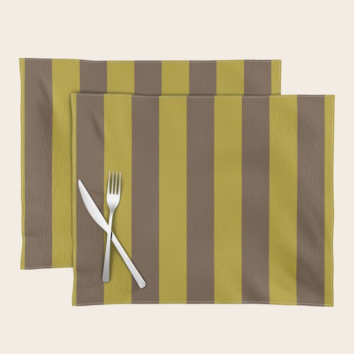 Vintage Moss and Coffee Stripes Placemat Gallery Image 1