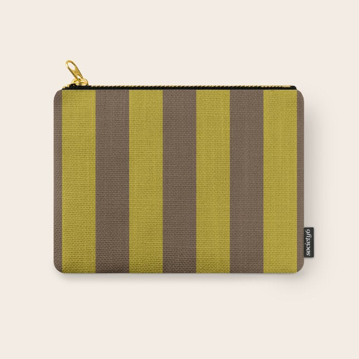 Vintage Moss and Coffee Stripes Carry All Pouch Gallery Image 1