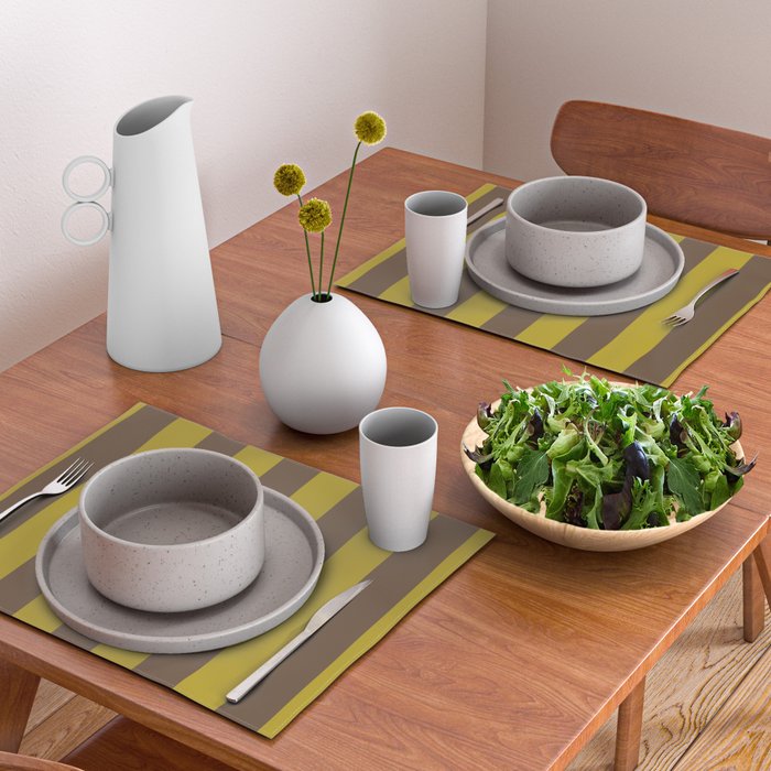 Vintage Moss and Coffee Stripes Placemat Gallery Image 2