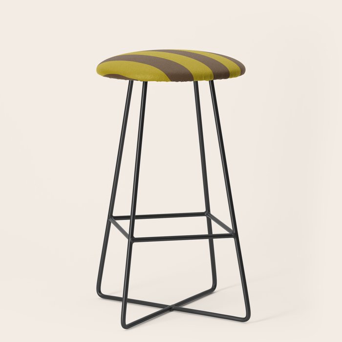 Vintage Moss and Coffee Stripes Stool Gallery Image 1