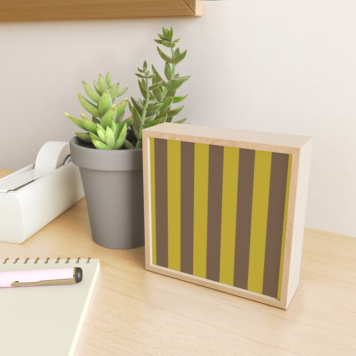 Vintage Moss and Coffee Stripes Mini Art Print Gallery Image 2