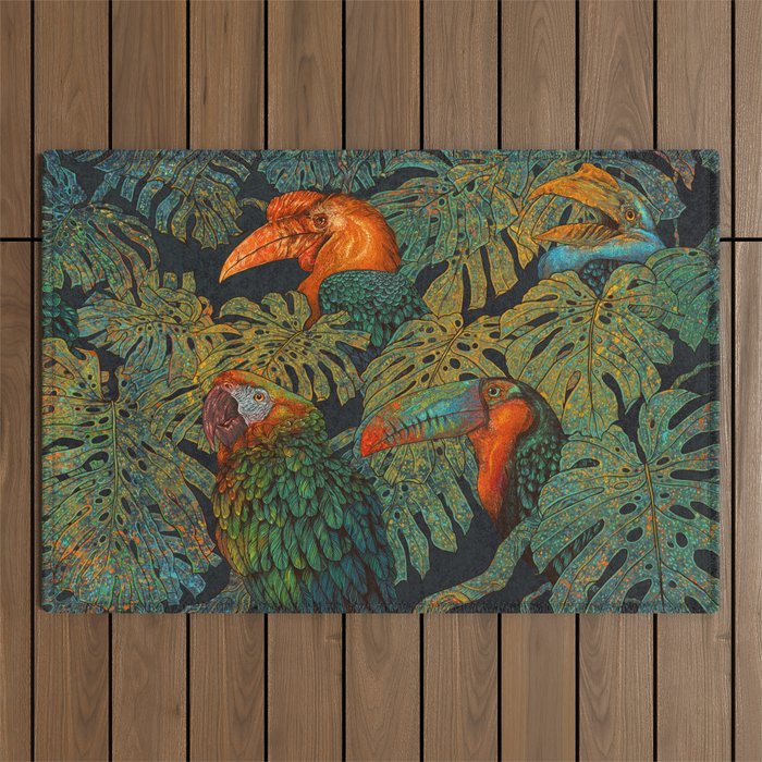 Banana Birds Outdoor Rug Gallery Image 1