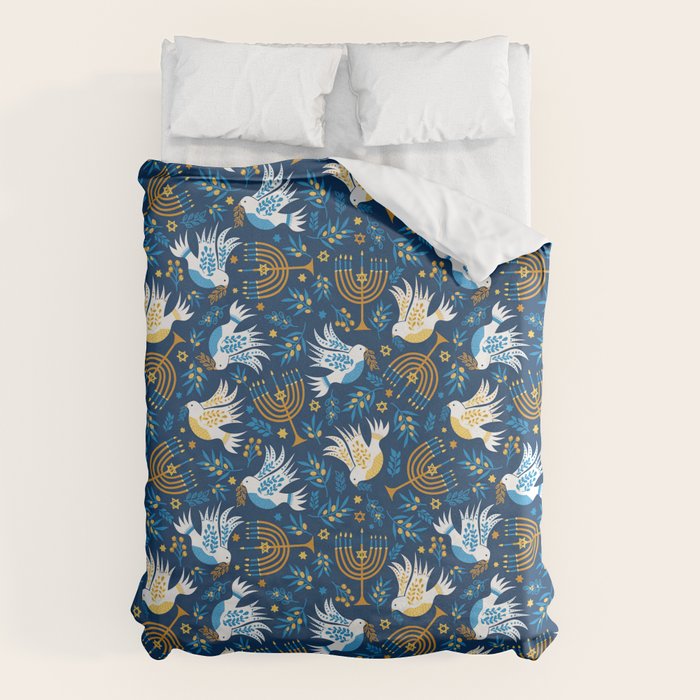 Hanukkah Blue Pattern Duvet Cover Gallery Image 1