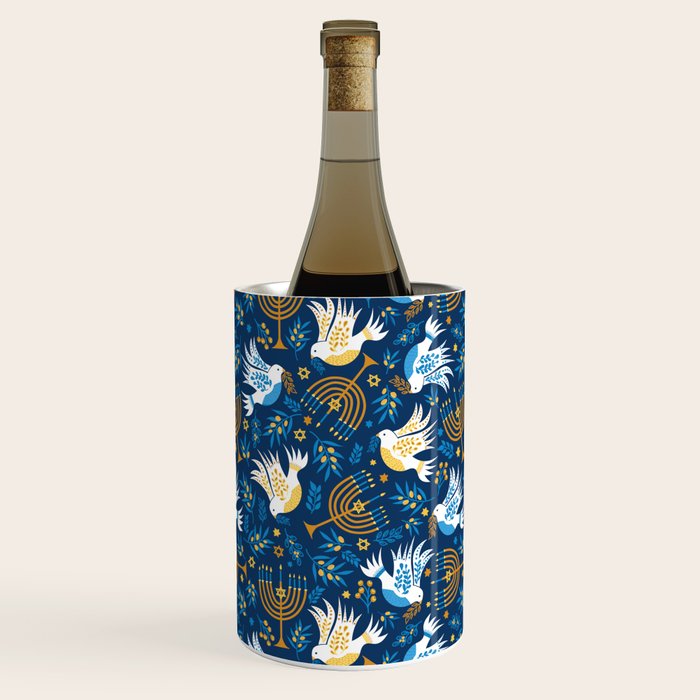 Hanukkah Blue Pattern Wine Chiller Gallery Image 2
