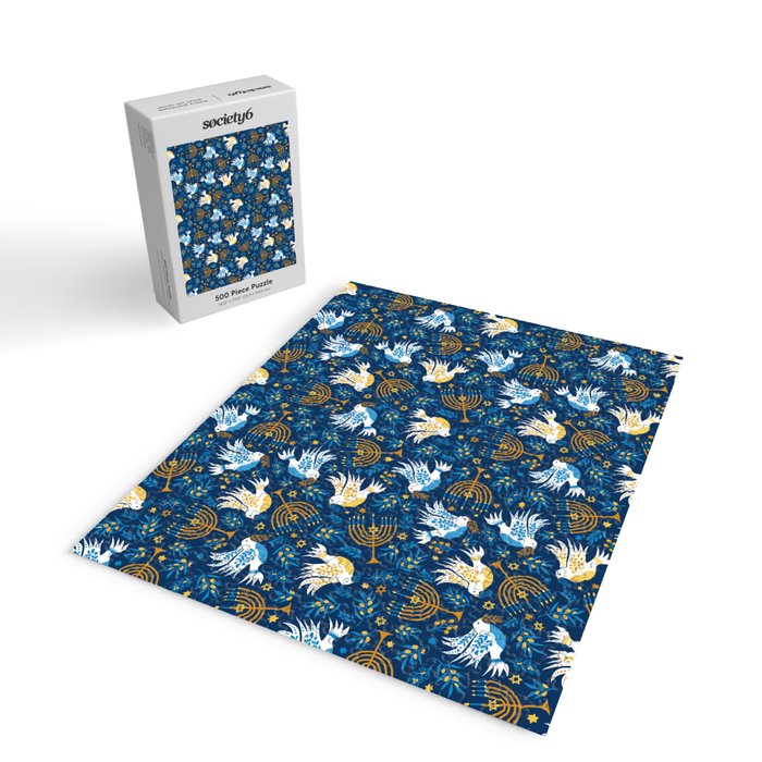 Hanukkah Blue Pattern Jigsaw Puzzle Gallery Image 2