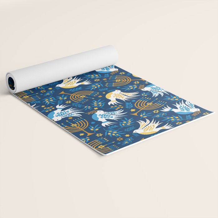 Hanukkah Blue Pattern Yoga Mat Gallery Image 2