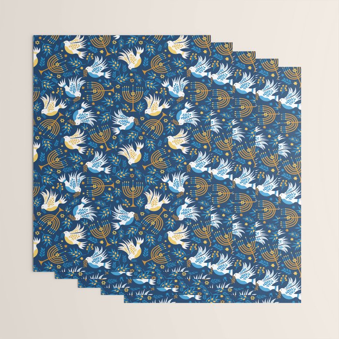 Hanukkah Blue Pattern Wrapping Paper Gallery Image 3