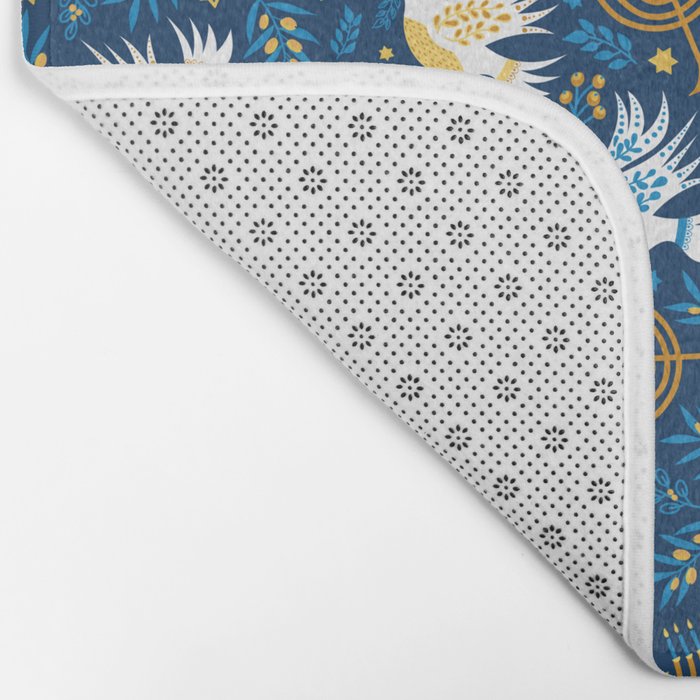 Hanukkah Blue Pattern Bath Mat Gallery Image 2