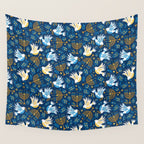 Hanukkah Blue Pattern Wall Tapestry Gallery Image 4