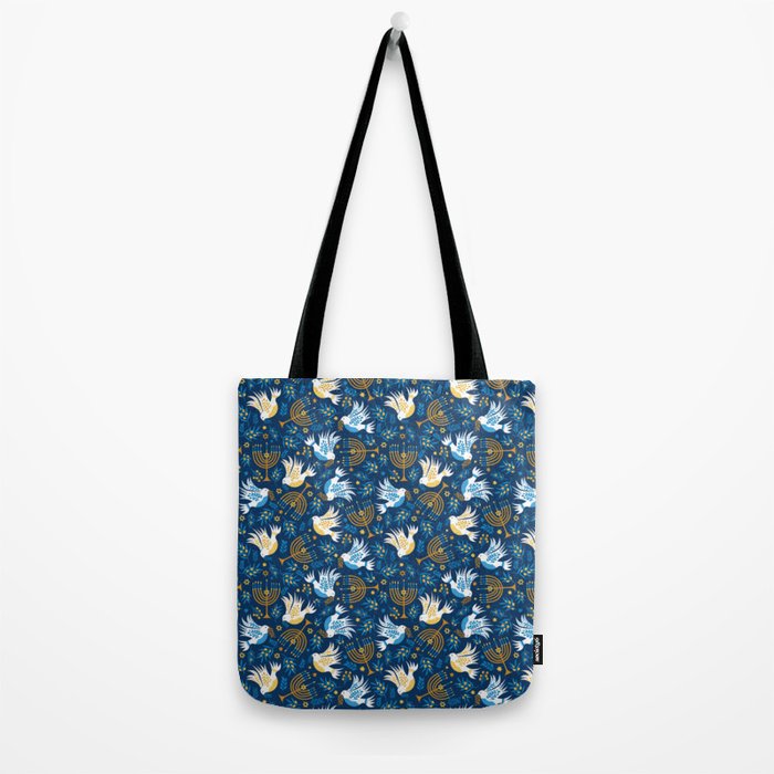 Hanukkah Blue Pattern Tote Bag Gallery Image 2