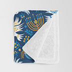 Hanukkah Blue Pattern Throw Blanket Gallery Image 3