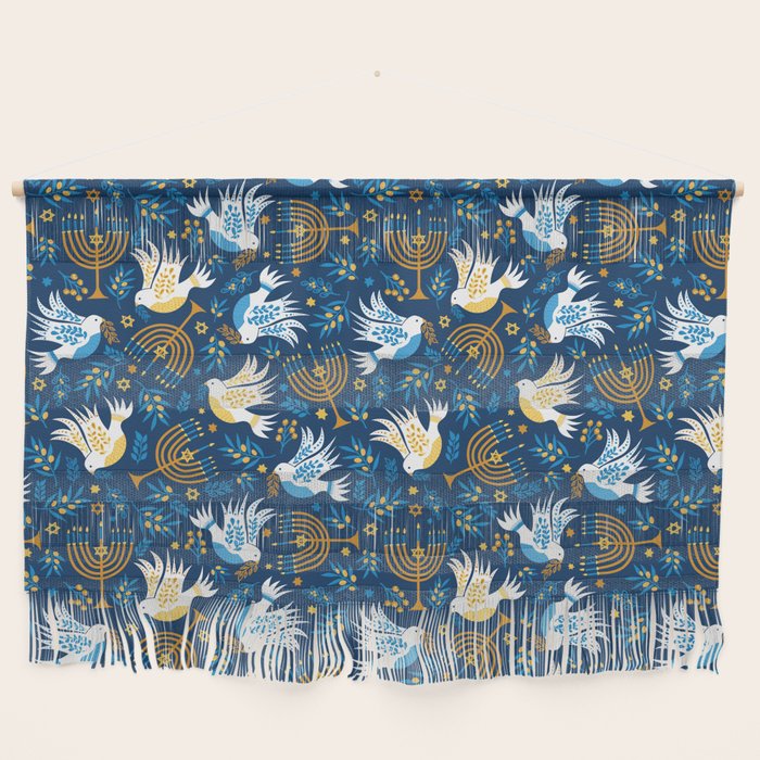 Hanukkah Blue Pattern Wall Hanging Gallery Image 1