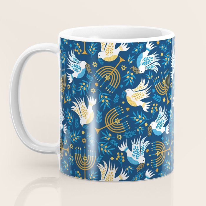 Hanukkah Blue Pattern Coffee Mug Gallery Image 3