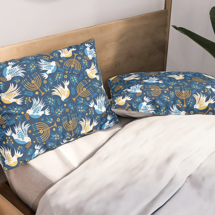 Hanukkah Blue Pattern Pillow Sham Gallery Image 2