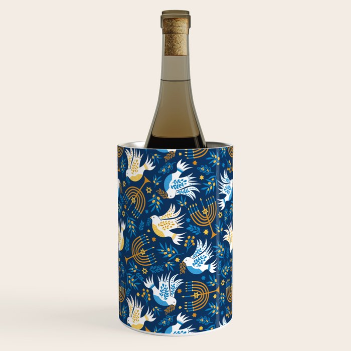 Hanukkah Blue Pattern Wine Chiller Gallery Image 3