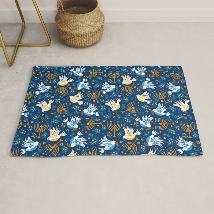 Hanukkah Blue Pattern Rug Gallery Image 1