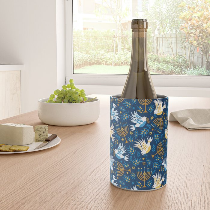 Hanukkah Blue Pattern Wine Chiller Gallery Image 4