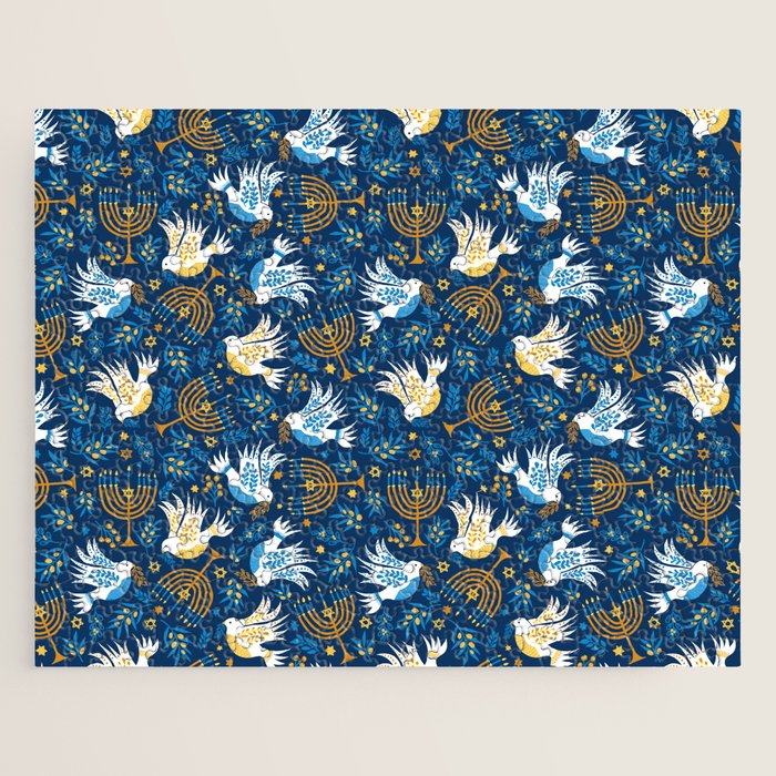 Hanukkah Blue Pattern Jigsaw Puzzle Gallery Image 1