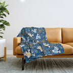 Hanukkah Blue Pattern Throw Blanket Gallery Image 1