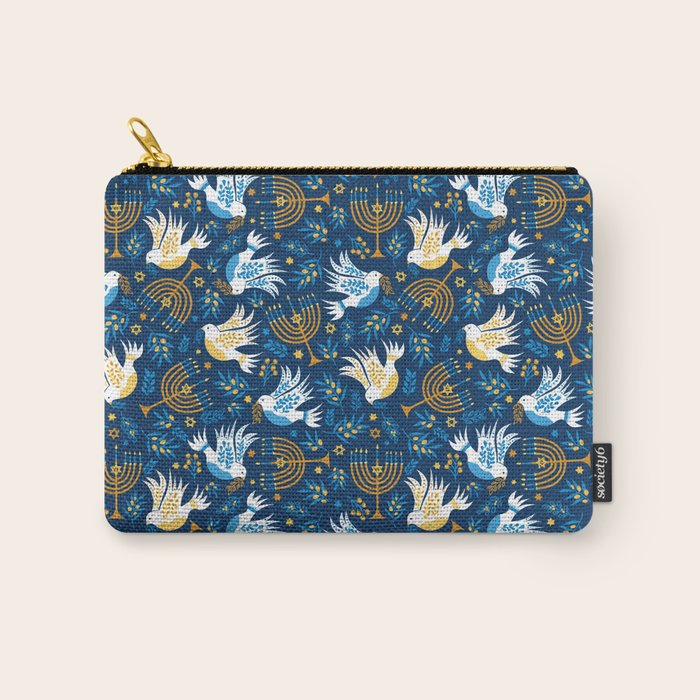 Hanukkah Blue Pattern Carry All Pouch Gallery Image 1