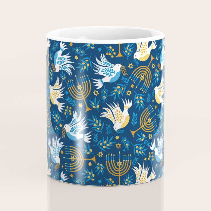 Hanukkah Blue Pattern Coffee Mug Gallery Image 4