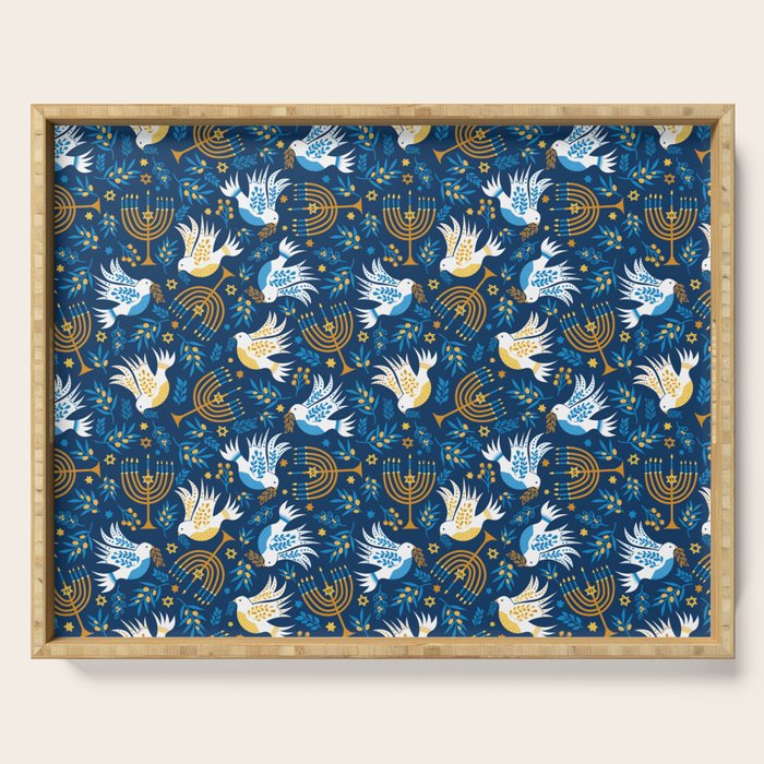 Hanukkah Blue Pattern Serving Tray Gallery Image 1