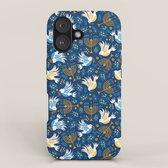 Hanukkah Blue Pattern iPhone Case Gallery Image 1