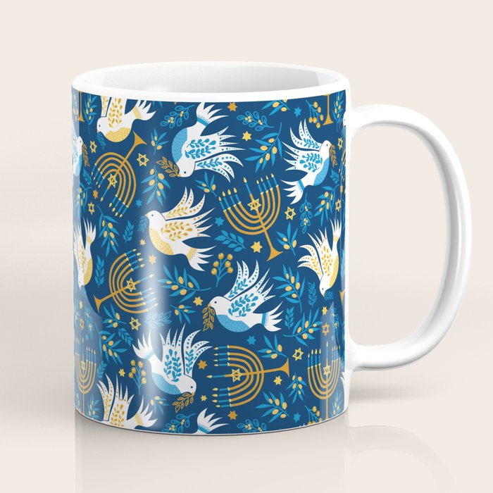 Hanukkah Blue Pattern Coffee Mug Gallery Image 1