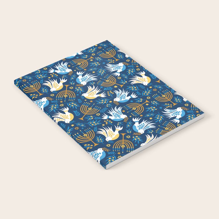 Hanukkah Blue Pattern Notebook Gallery Image 1