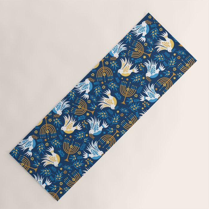 Hanukkah Blue Pattern Yoga Mat Gallery Image 1