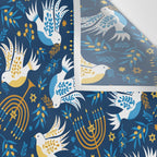 Hanukkah Blue Pattern Wall Tapestry Gallery Image 3