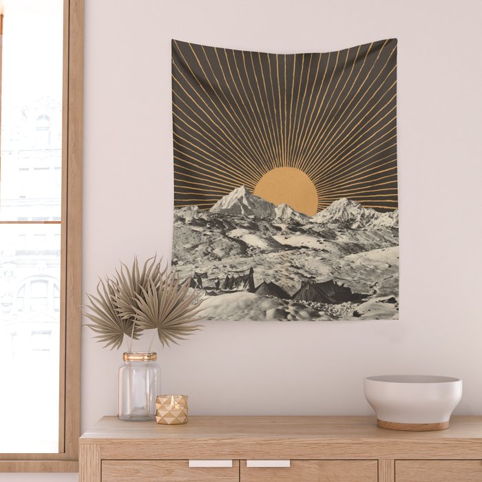 Mountainscape 6 - Night Sun Wall Tapestry Gallery Image 2